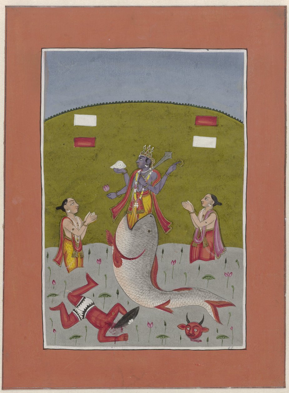 Avatar von Vishnu, der aus dem Maul eines Fisches auftaucht von Anonymous