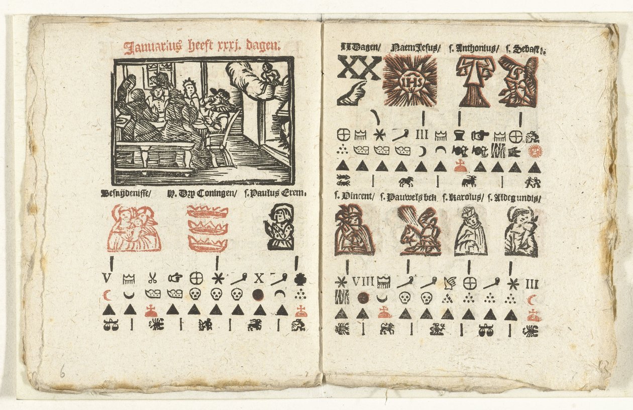 Seiten mit der Vorhersage für den Monat Januar, 1712 von Anonymous