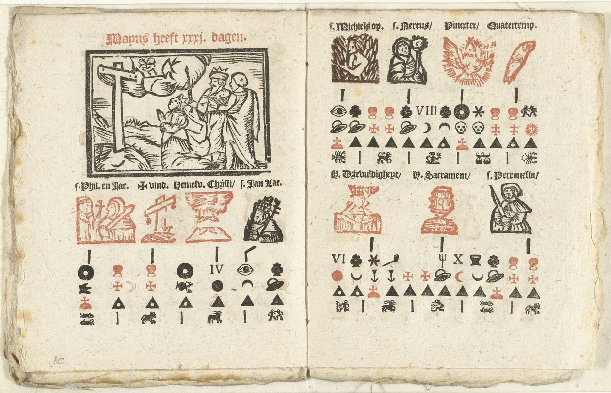 Seiten mit der Vorhersage für den Monat Mai, 1712 von Anonymous