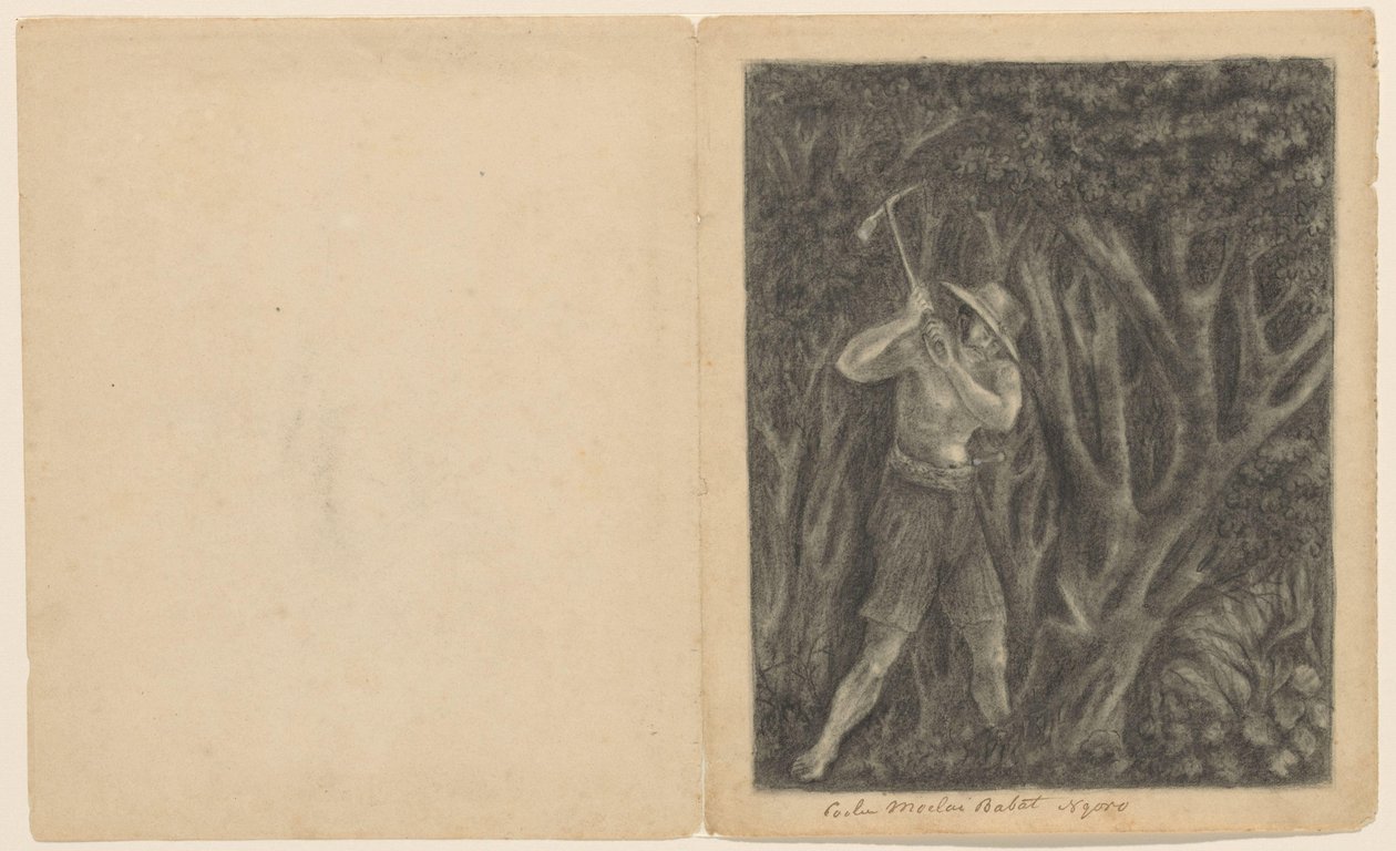 Coolen beginnen einen Wald in Ngoro zu roden, ca. 1820-1850 von Anonymous