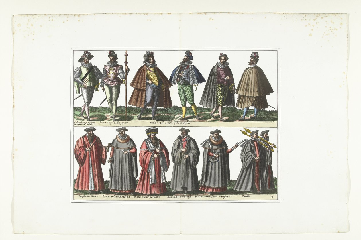 Dubbele plaat met twaalf mannen gekleed volgens de Franse mode, ca. 1580 von Anonymous