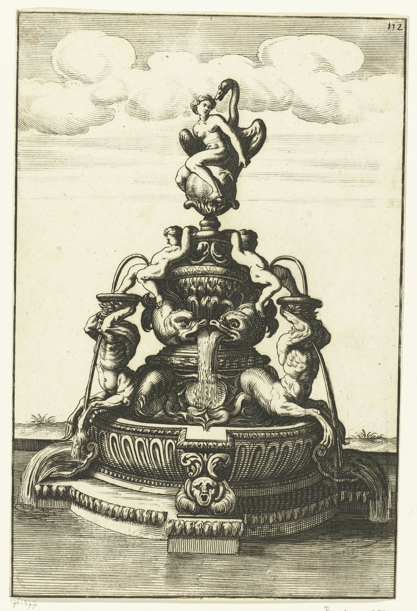 Brunnen mit Leda und dem Schwan. Architectura Curiosa Nova von Anonymous