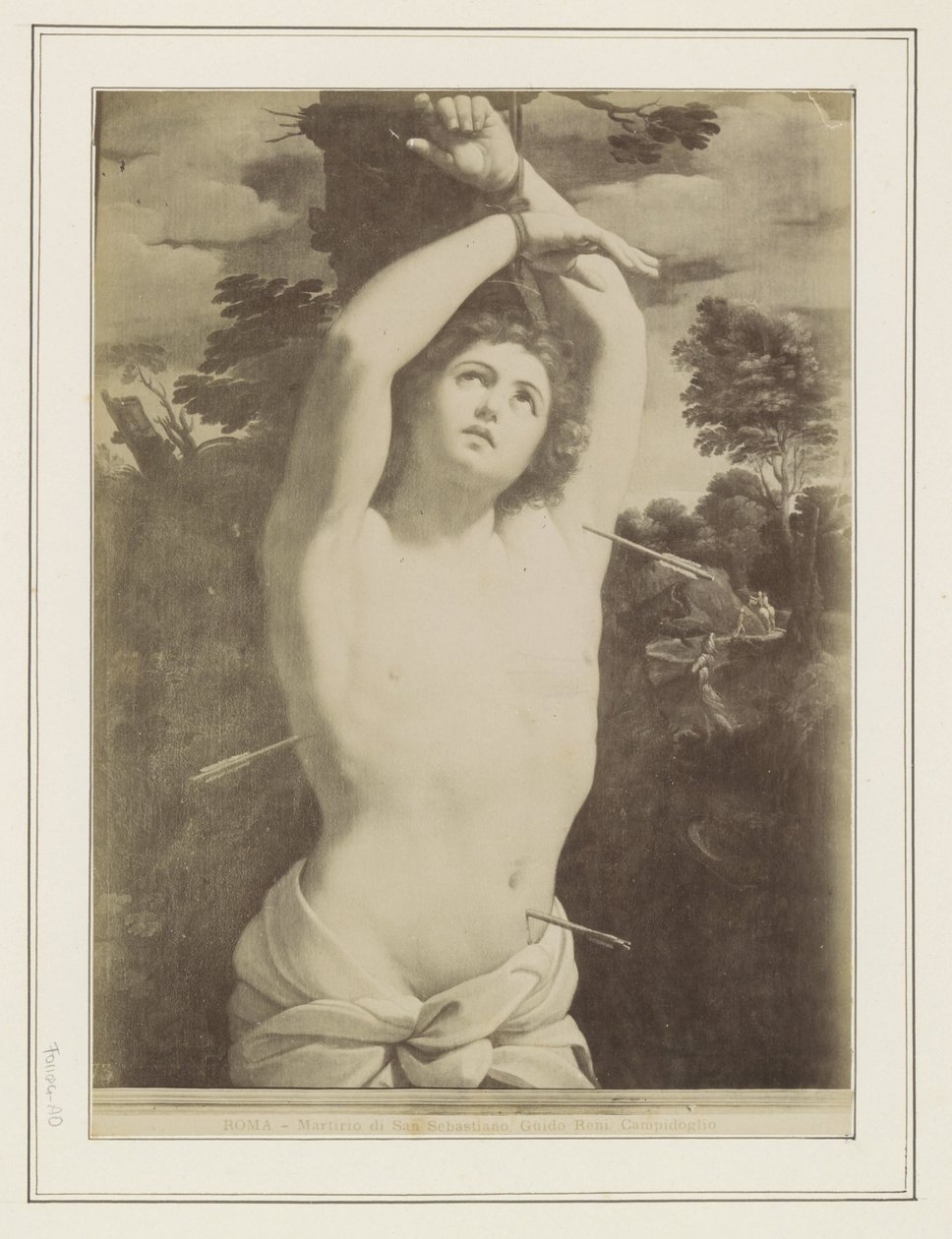 Fotoreproduktion eines Gemäldes von Guido Reni, das Martyrium des Heiligen Sebastian darstellend von Anonymous