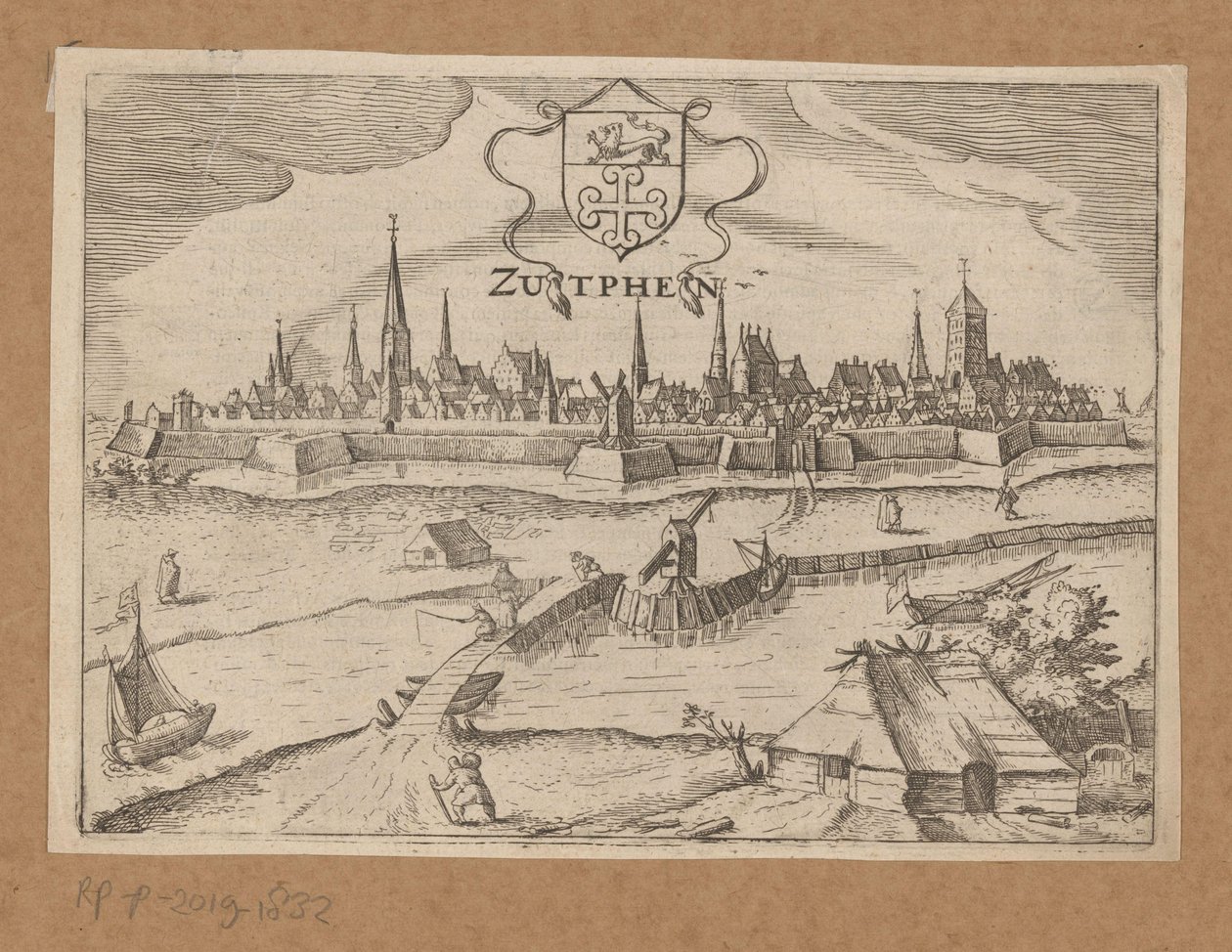 Ansicht von Zutphen von der anderen Seite der IJssel Zutphen (Titel auf dem Objekt) von Anonymous