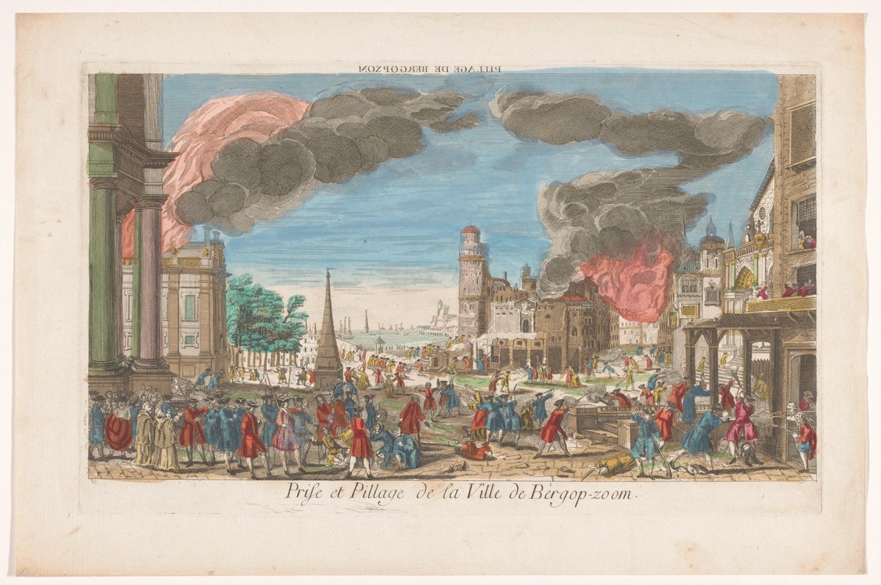 Ansicht der Einnahme und Plünderung von Bergen op Zoom durch die Franzosen im Jahr 1747 von Anonymous
