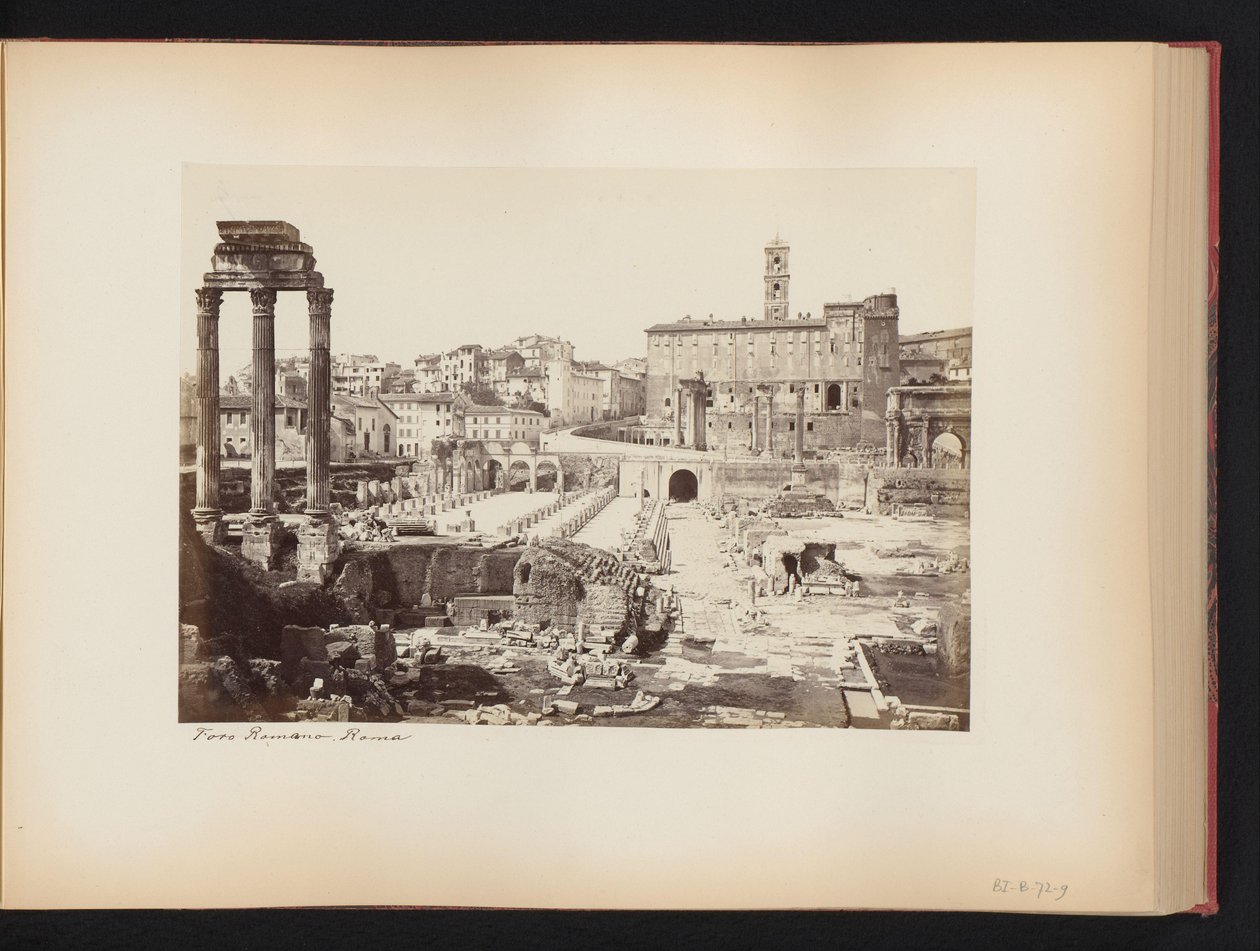 Gezicht op het Forum Romanum met de tempel van Castor en Pollux te Rome, Italië von Anonymous