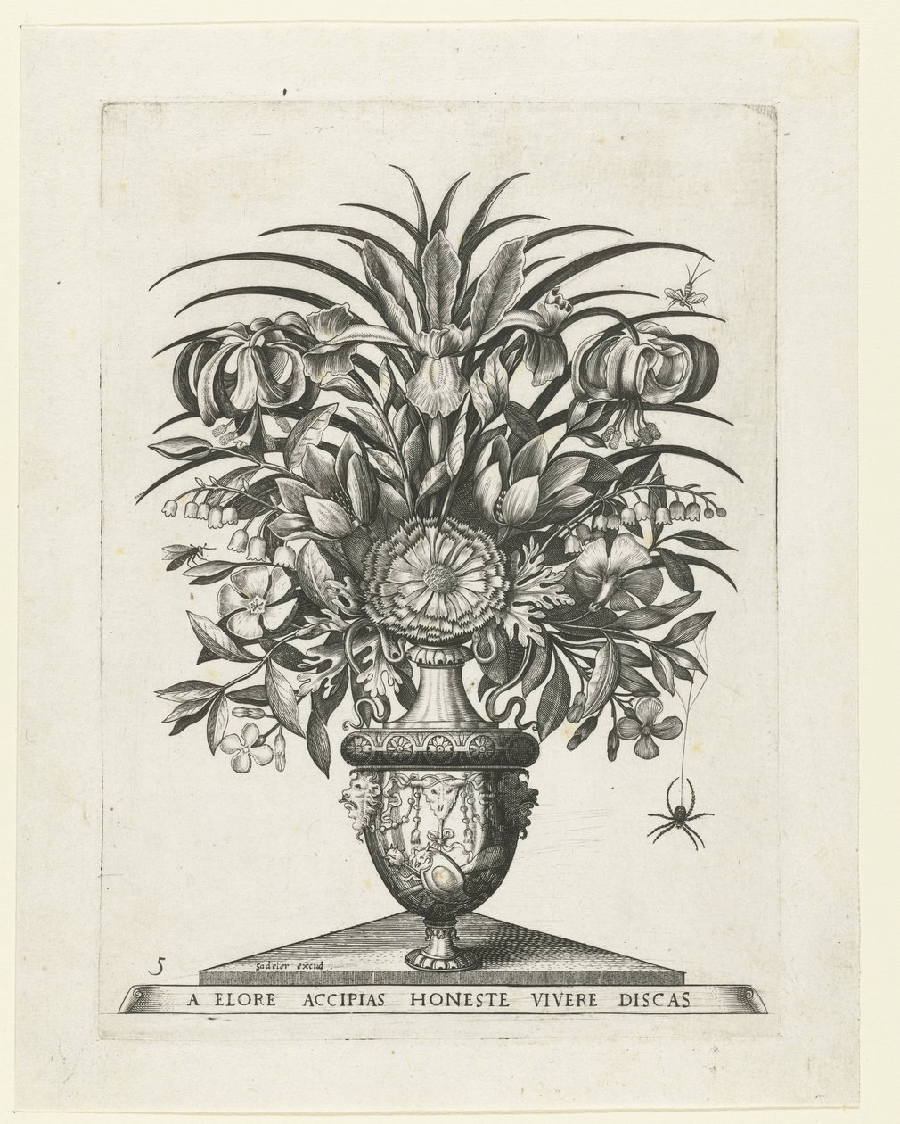 Groteske Vase mit zwei Maskarons an den Seiten eines Bukranions von Anonymous