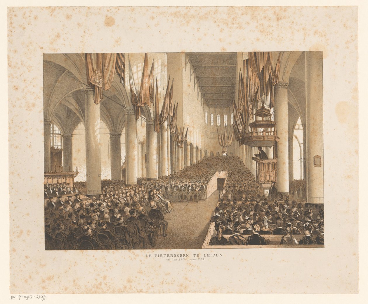 Interieur der Pieterskerk in Leiden während des dritten Jahrhundertfestes der Universität von Anonymous