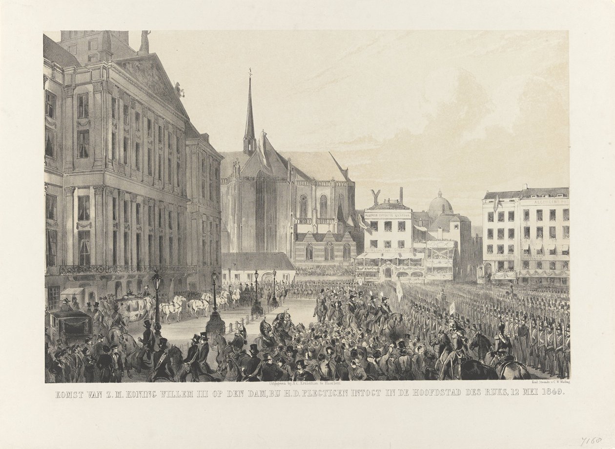 Ankunft von S.M. König Wilhelm III. auf dem Dam, bei seinem feierlichen Einzug in die Hauptstadt des Reiches, 12. Mai 1849 von Anonymous
