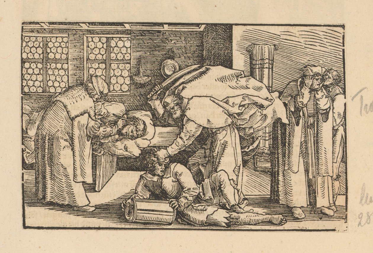 Mann beim Ohrenarzt und Petrus, der Malchus das Ohr abschlägt von Anonymous