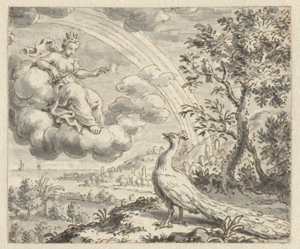 Pfau, der sich bei Juno beklagt (Entwürfe für Illustrationen zu einer Ausgabe von Jean de la Fontaine