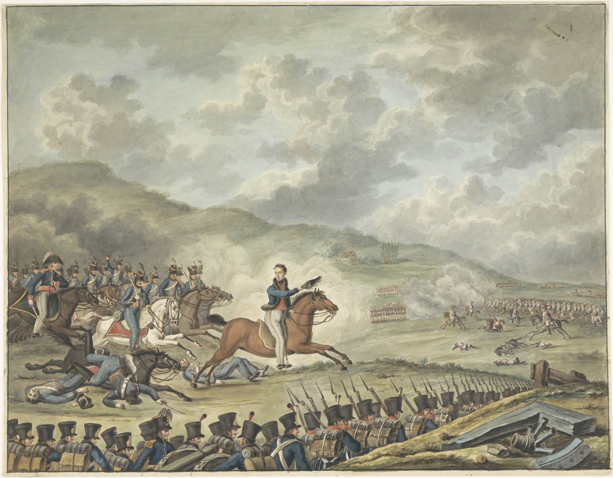 Prinz von Oranien führt die niederländischen Truppen bei Quatre-Bras, 1815 von Anonymous