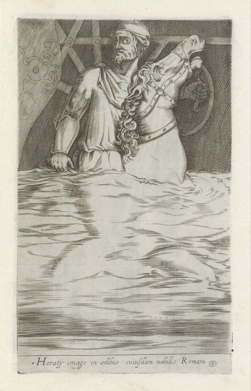 Relief von Horatius Cocles zu Pferd, der die Pons Sublicius im Wasser verteidigt von Anonymous