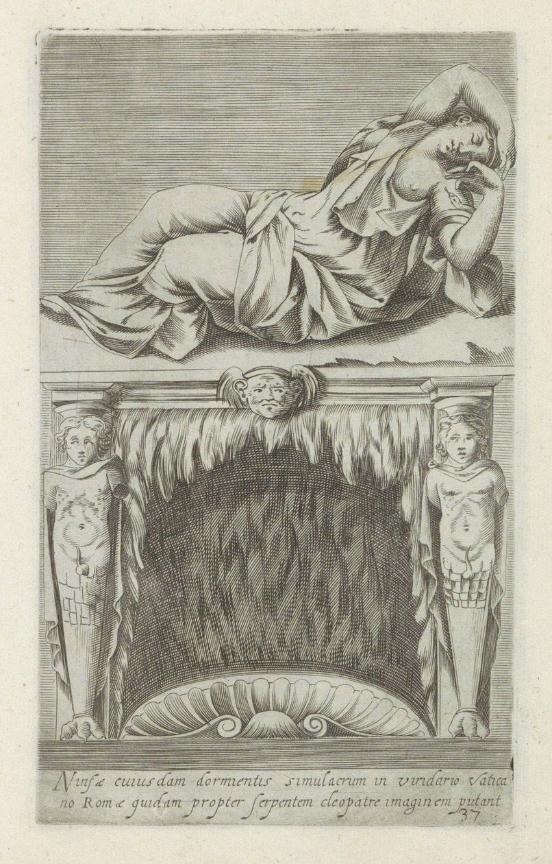 Skulptur der schlafenden Ariadne über einem Kamin von Anonymous