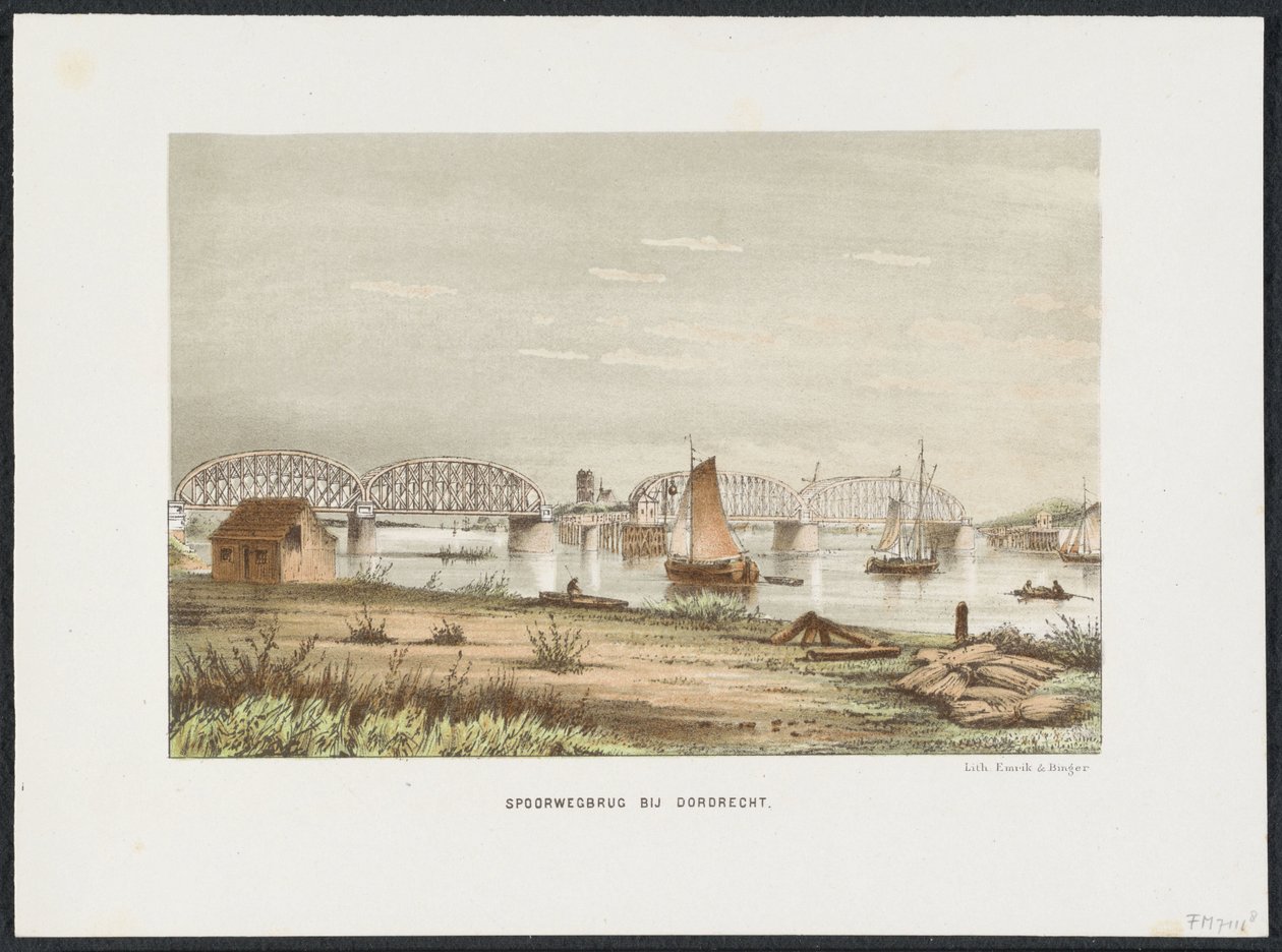 Eisenbahnbrücke bei Dordrecht, 1872 (De Voornaamste Spoorwegbruggen in Nederland) von Anonymous