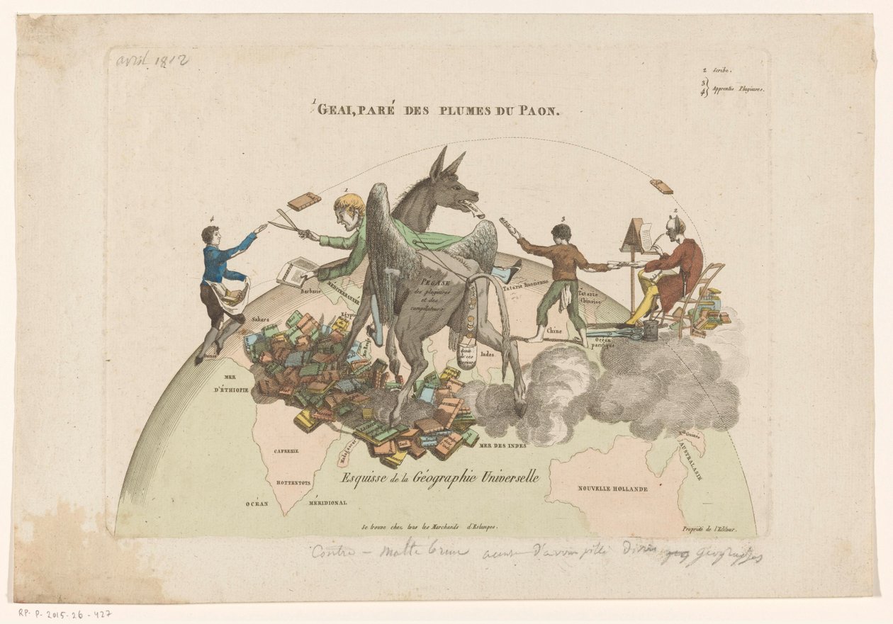 Karikatur auf die Universelle Geographie von Conrad Malthe-Brun von Anonymous