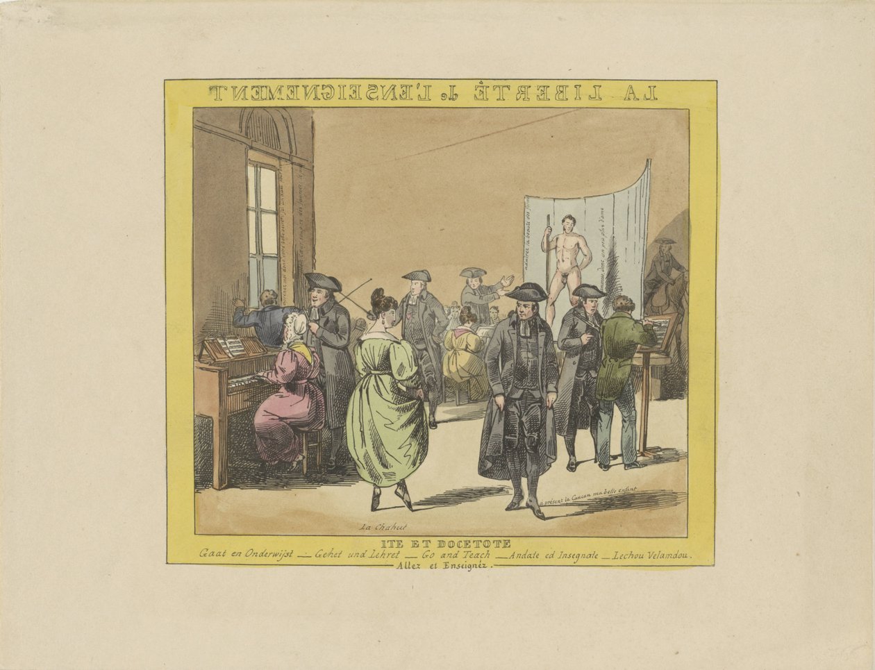 Karikatur über die Freiheit des Unterrichts, 1828 von Anonymous