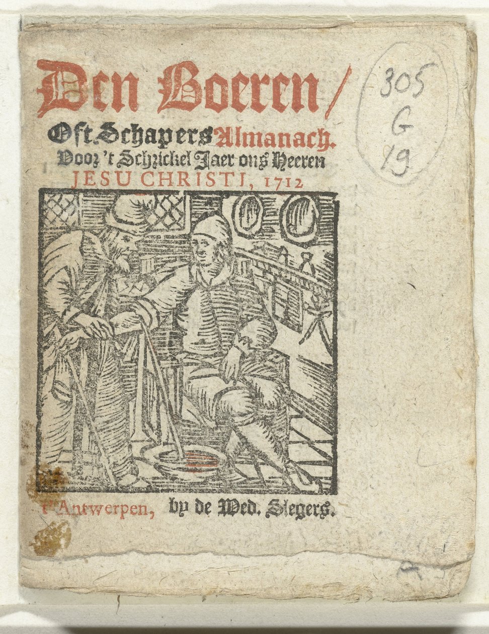 Titelblatt für: Den Boeren / Oft Schapers Almanach Voor 