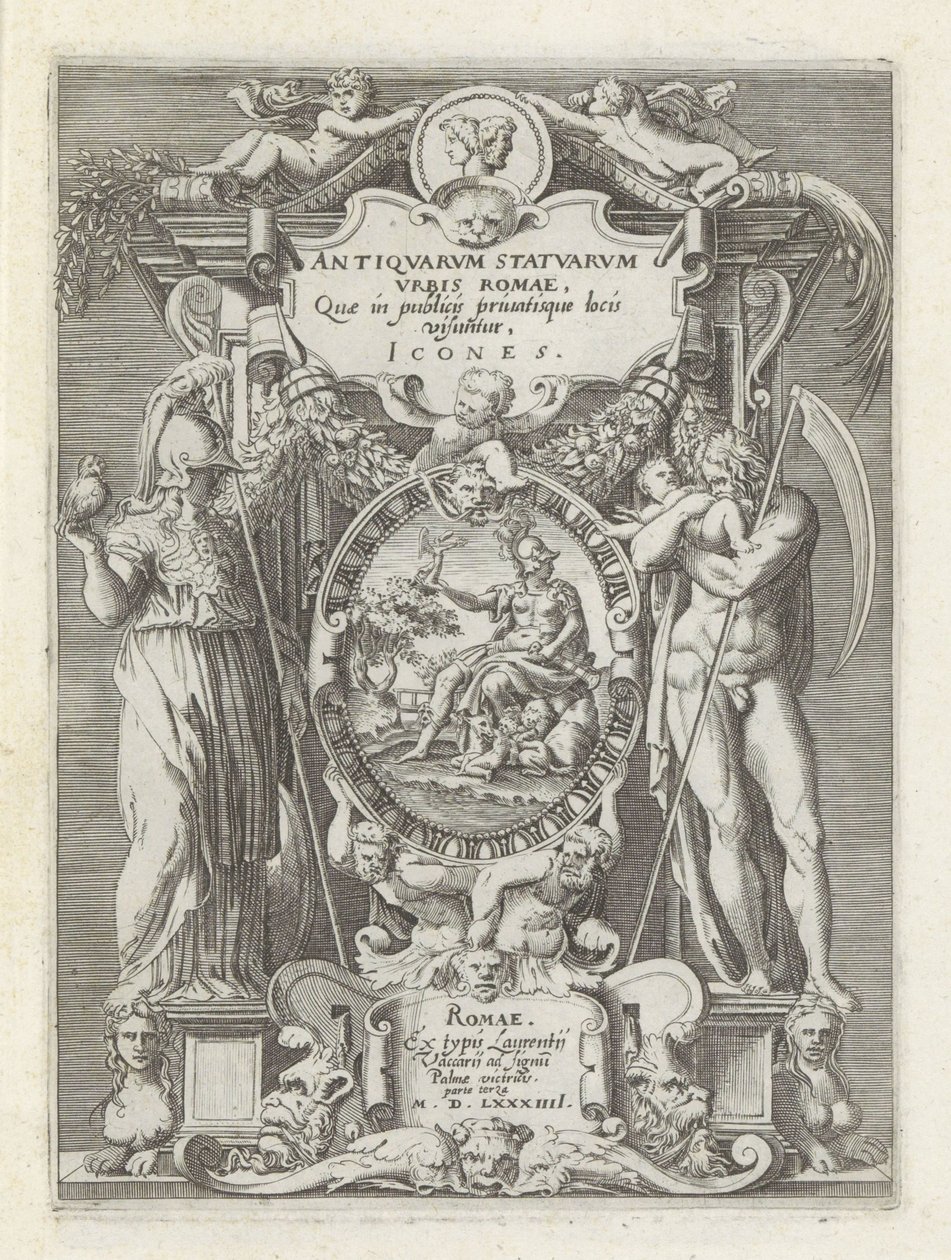 Titelblatt mit Roma, Minerva und Saturn (Antike Skulpturen in Rom) von Anonymous