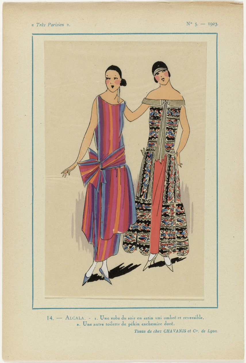 Très Parisien, 1923, Nr. 5: 14.- ALCALA. - 1. Ein Abendkleid... von Anonymous