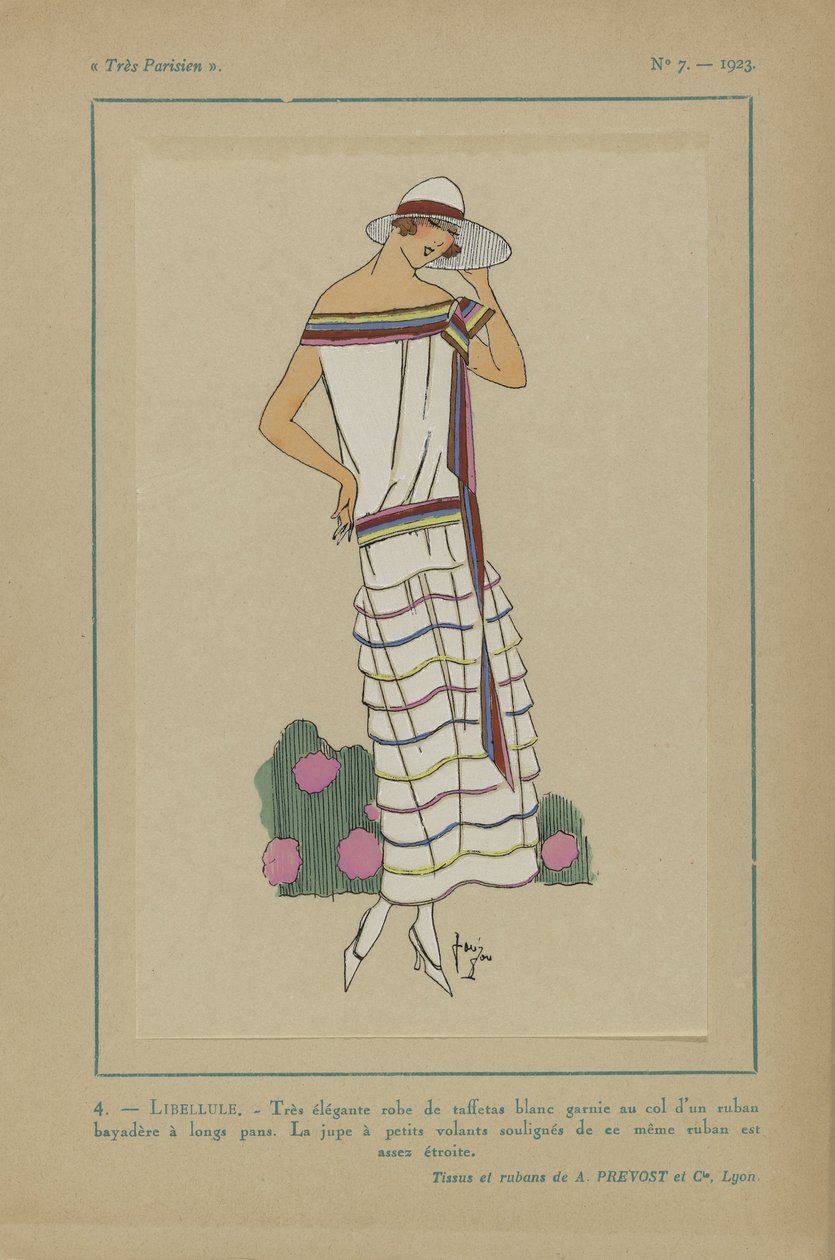 Très Parisien, 1923, Nr. 7: 4.- LIBELLULE. - Très élégante robe de taffetas von Anonymous
