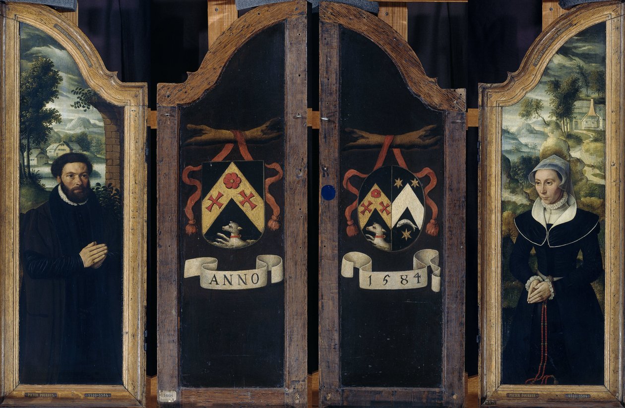 Zwei Flügel eines Triptychons mit den Porträts von Julien de Brouckere und seiner Frau Elisabeth Canneel von Anonymous