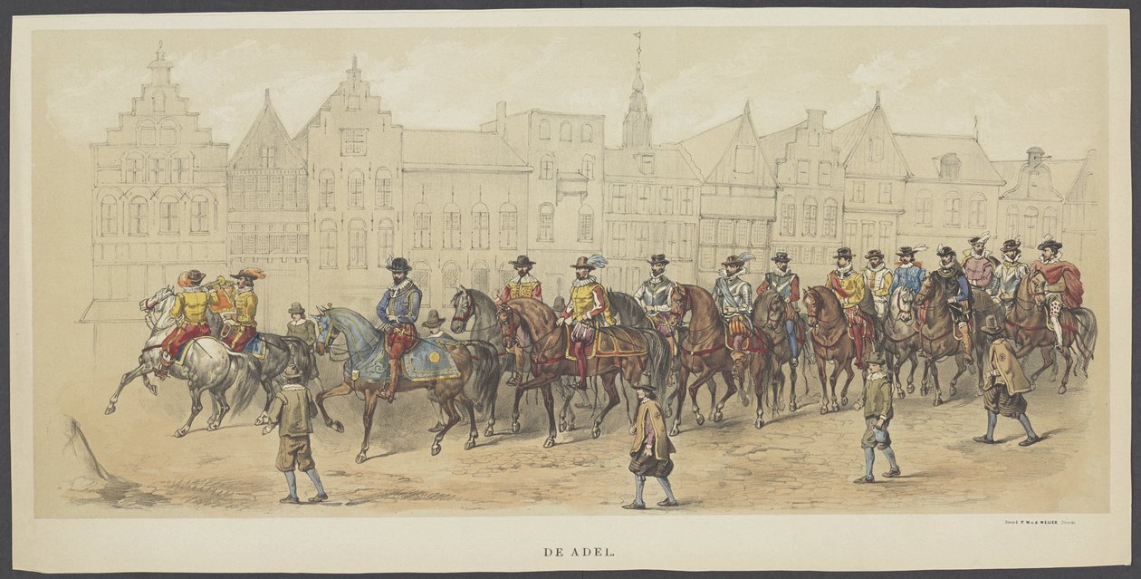 Utrechter Maskerade, Platte a: der Adel, 1856 Die Gründer der niederländischen Freiheit (Zeit von Wilhelm I.) dargestellt von den Mitgliedern des Utrechter Studenten-Corps zur Feier des 220-jährigen Bestehens der Utrechter Hochschule von Anonymous