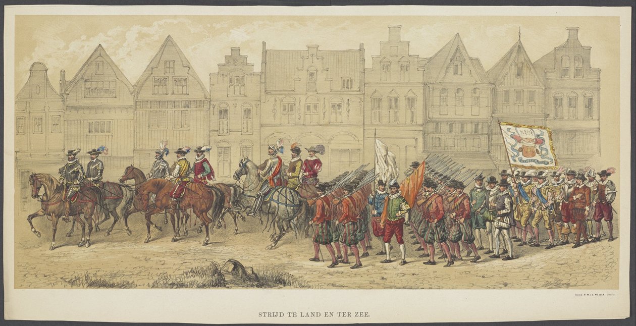 Utrechter Maskerade, Platte b: Kampf zu Land und zu See, 1856 von Anonymous