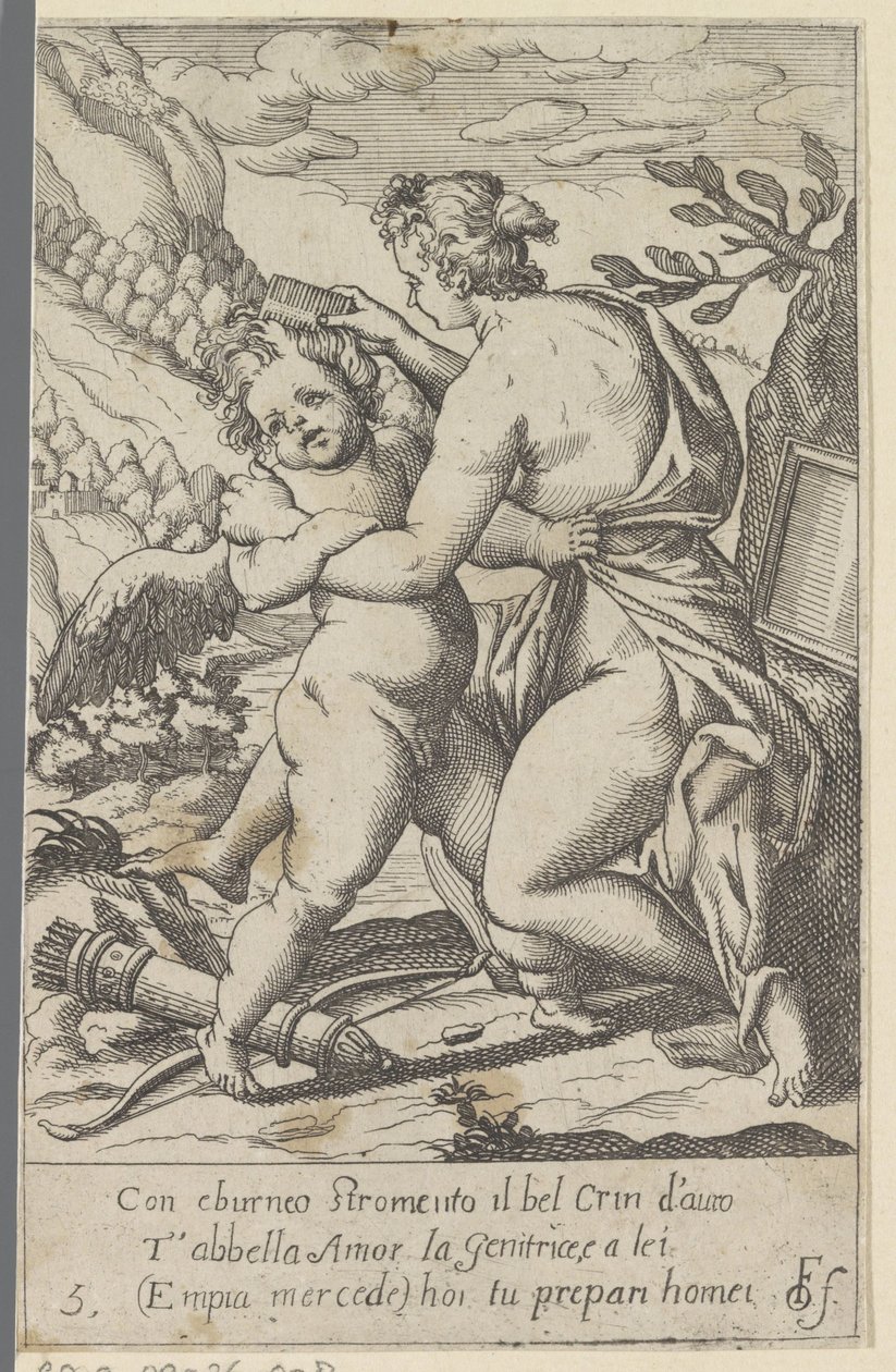 Venus kämmt ihr Haar von Amor (Szenen mit Venus und Amor) (Scherzi d