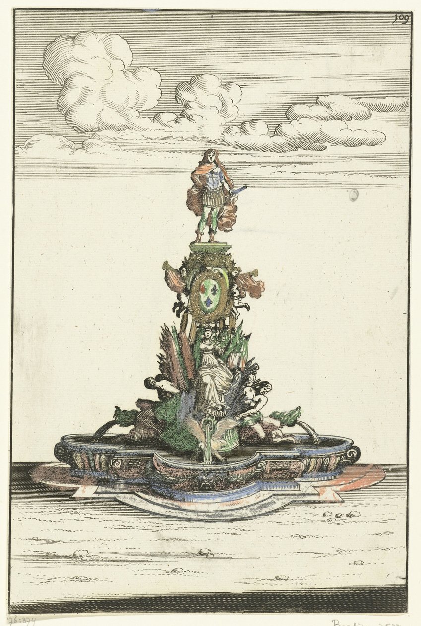 Quadratisches Becken mit halbrunden Ausstülpungen (Architectura Curiosa Nova) von Anonymous