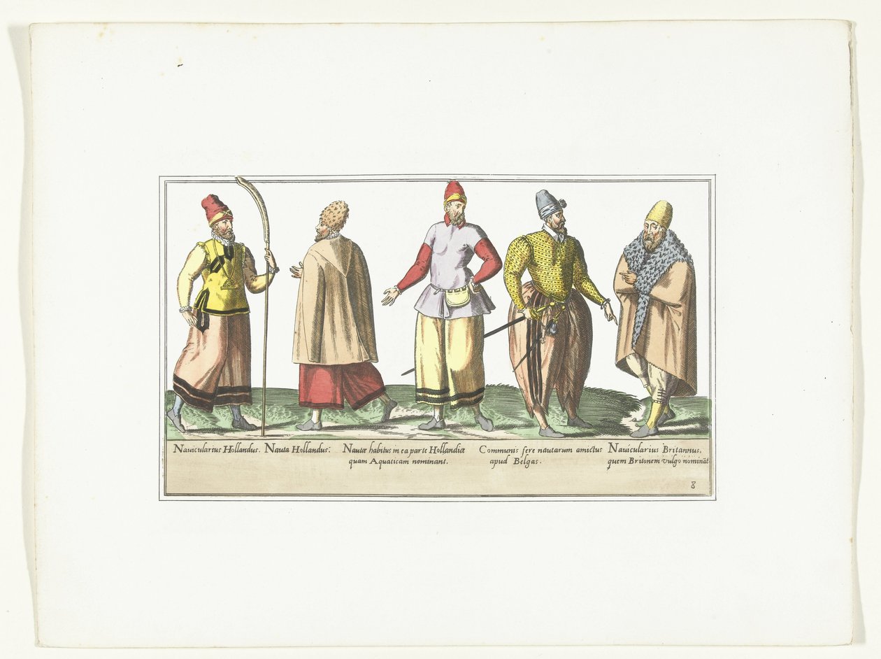 Vijf zeelieden gekleed volgens de mode in de Nederlanden en Bretagne, ca. 1580 von Anonymous