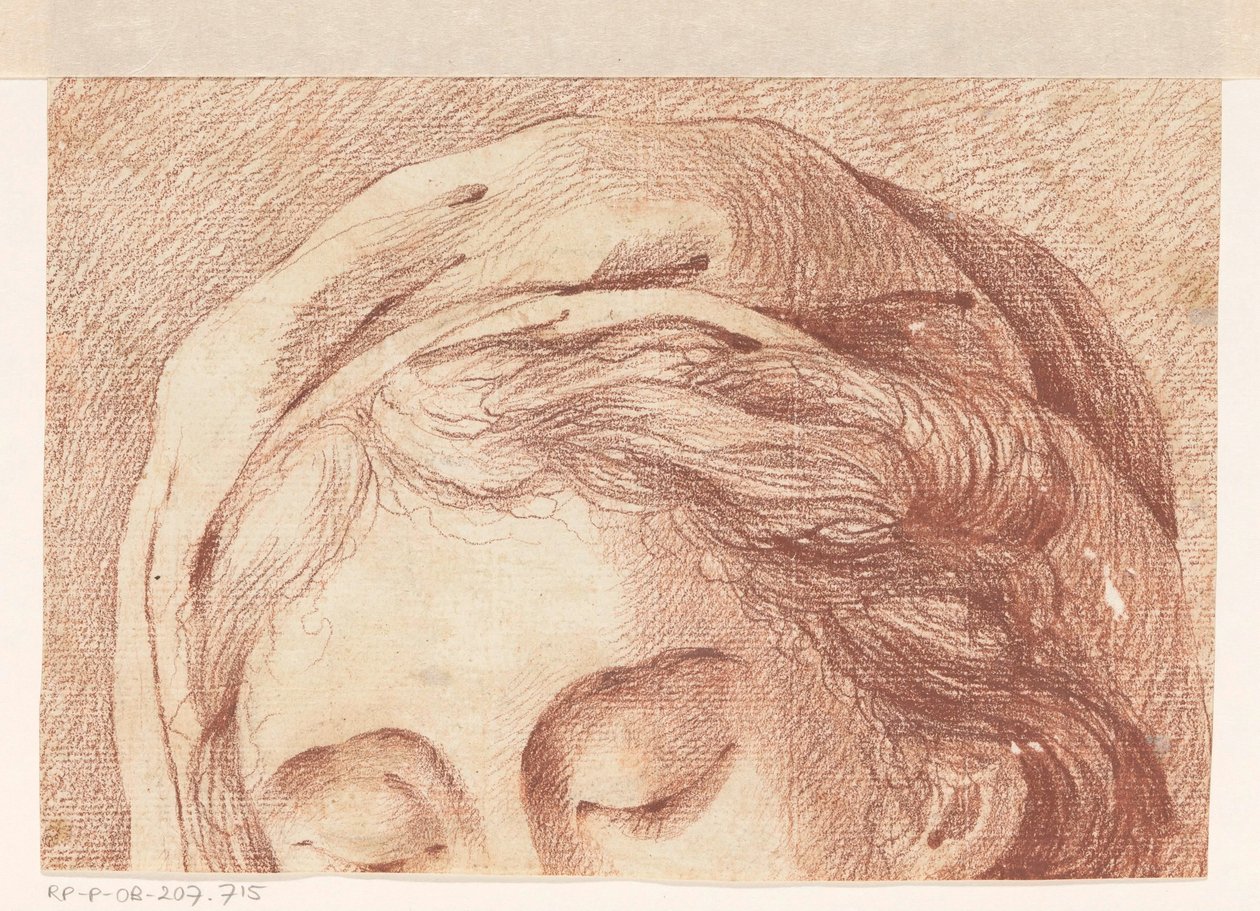 Frauenkopf mit Mütze und geschlossenen Augen von Anonymous