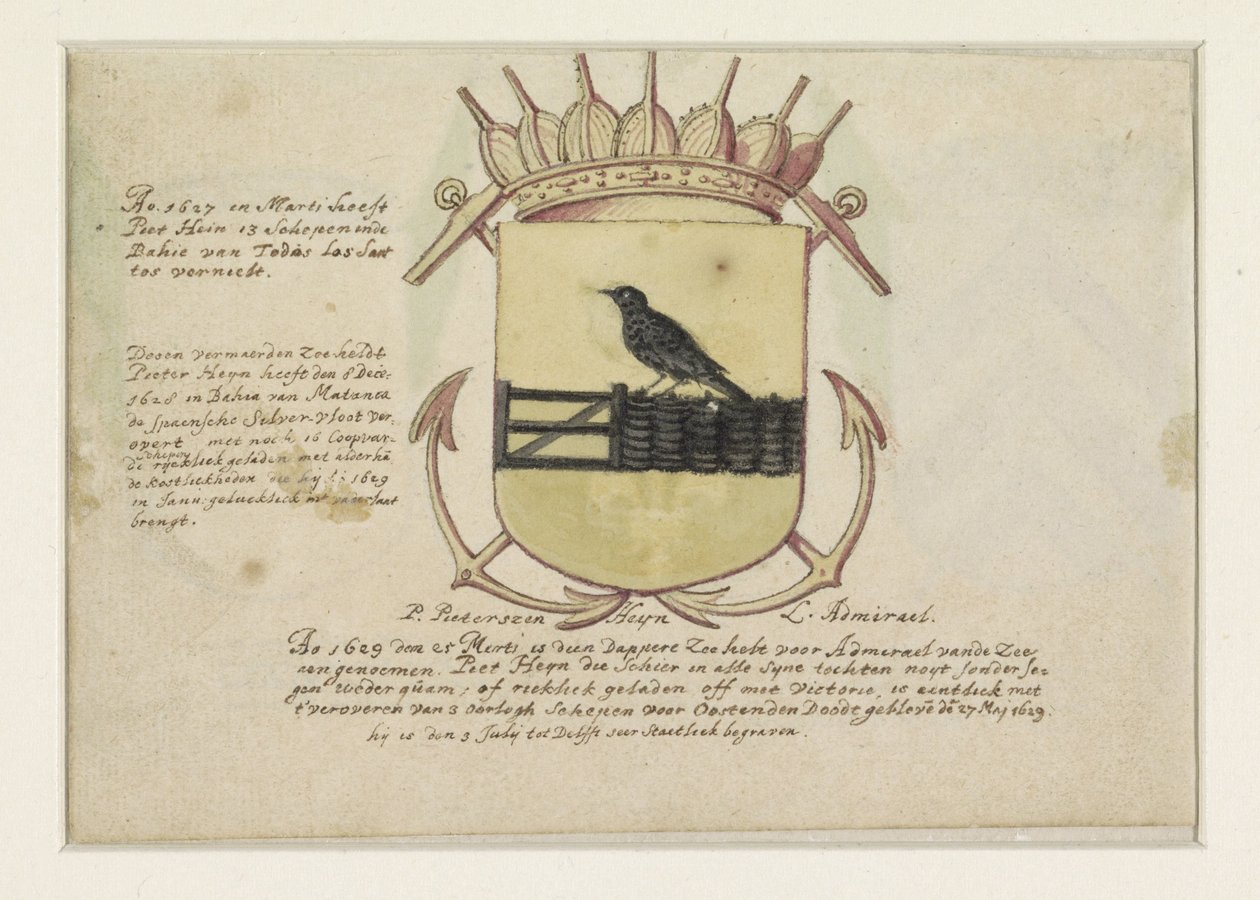 Wappen von Van Dorth und Admiral Jacob Willekens und ein leeres Wappenschild von Anonymous