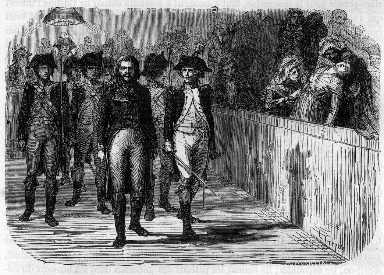 Adam Philippe de Custine (1740-1793) vor dem Revolutionsgericht 1793 - Gravur in „Histoire des Girondins“ von Alphonse de Lamartine (1790-1869) 1865-1866 - Private Sammlung von Anonymous Anonymous