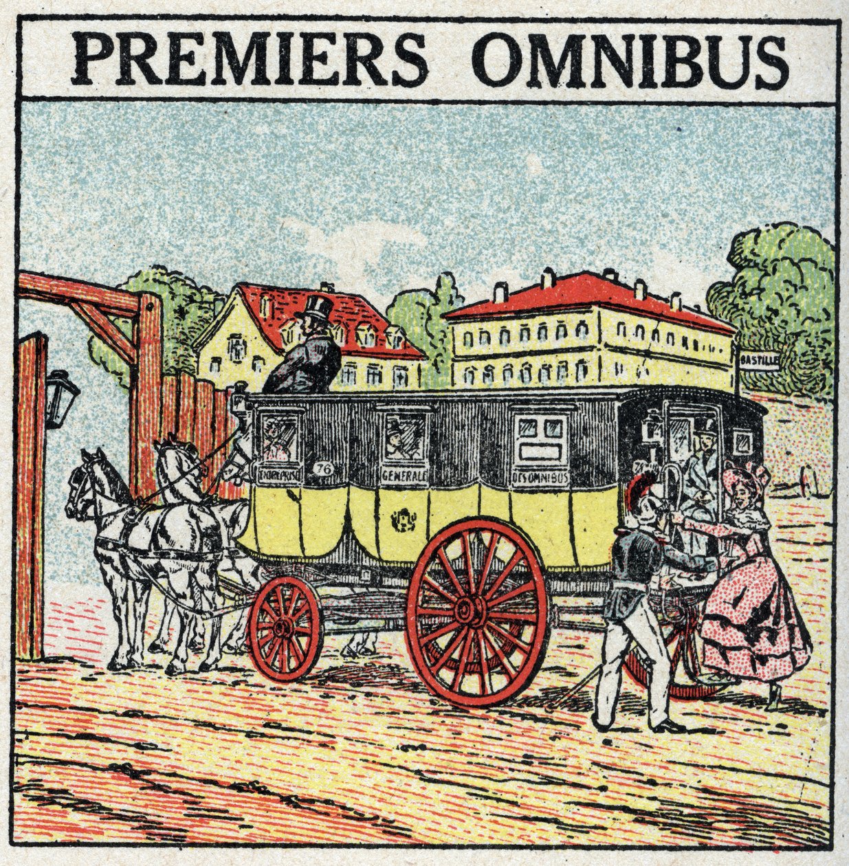 Tierische Traktion: Erster Omnibus, der in Frankreich unter Karl X. (1824-1830) erschien. von Anonymous Anonymous