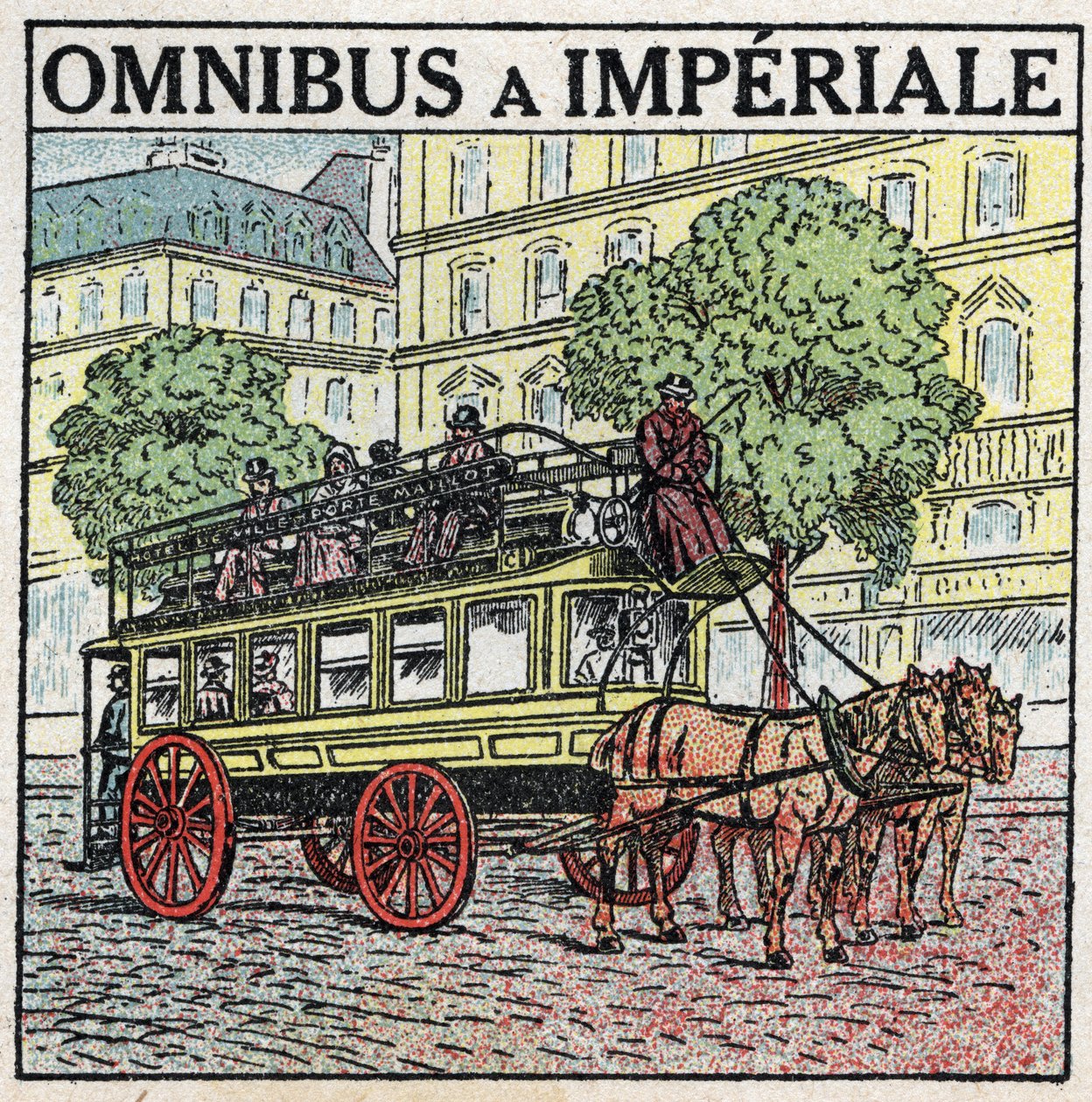 Tierische Traktion: Omnibus a imperiale im 19. Jahrhundert. Anonyme Illustration von 1925. Private Sammlung. von Anonymous Anonymous
