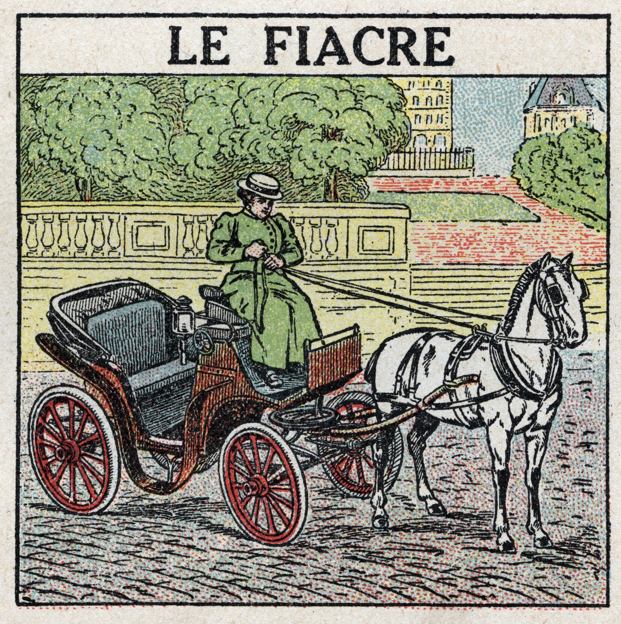 Tierische Zugkraft: der Fiaker. Anonyme Illustration von 1925. Private Sammlung. von Anonymous Anonymous
