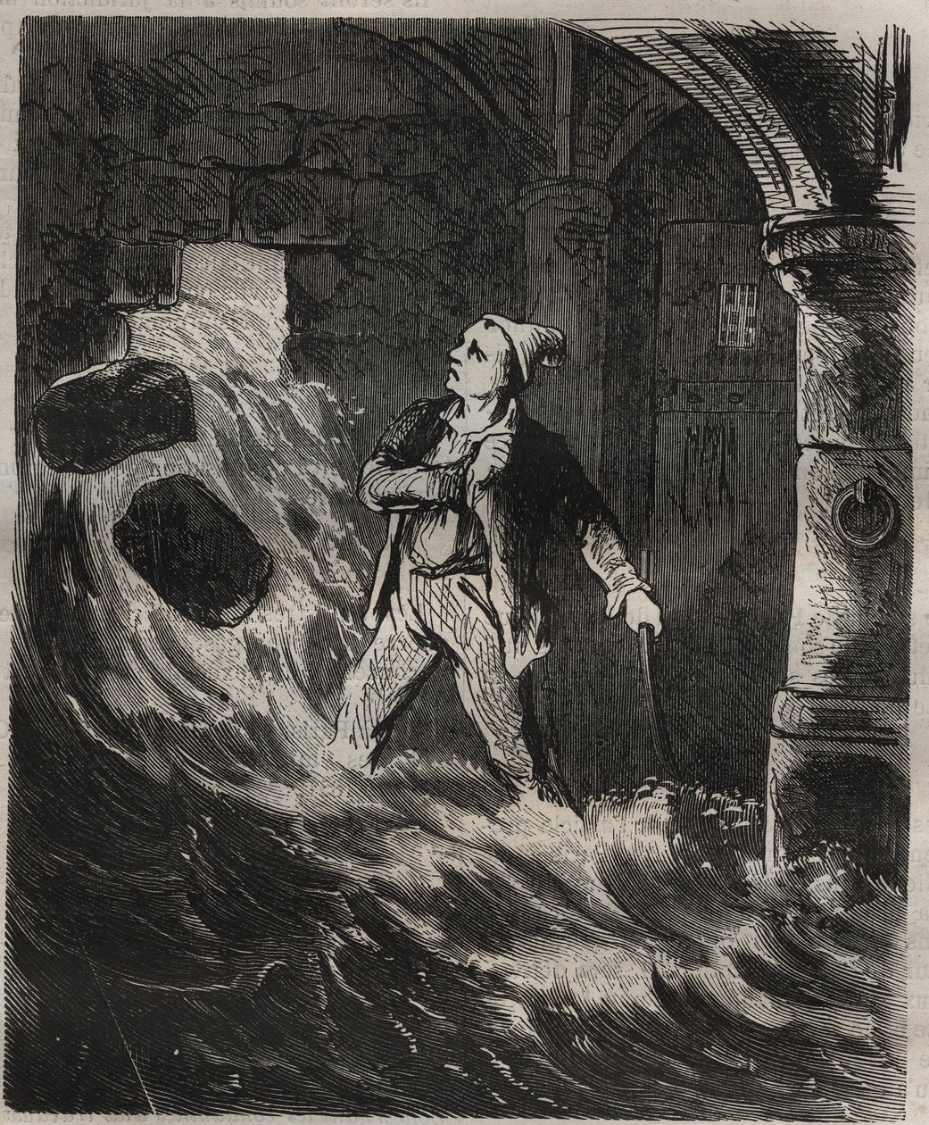 Fluchtversuch aus dem Bagne von Toulon im 19. Jahrhundert. Gravur in „Histoire des bagnes depuis leur création à nos jours“ (1877) von Pierre Zaccone. Private Sammlung. von Anonymous Anonymous
