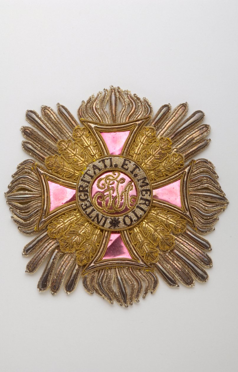 Österreich - Leopold-Orden: Plakette des Großkreuzritters von Charles Louis Huguet, Marquis von Semonville (1759-1839) - Anfang des 19. Jahrhunderts - Stickereien aus Gold-, Silber- und Seidenfäden, Crantilla, Pailletten und Lametta - Seele aus grobem Lein von Anonymous Anonymous