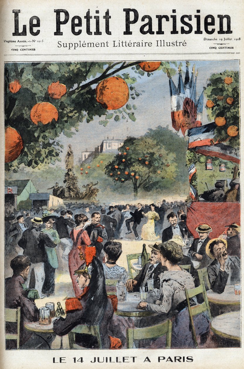 Ball am 14. Juli in Paris. In „Le Petit Parisien“ am 19.07.1908 von Anonymous Anonymous