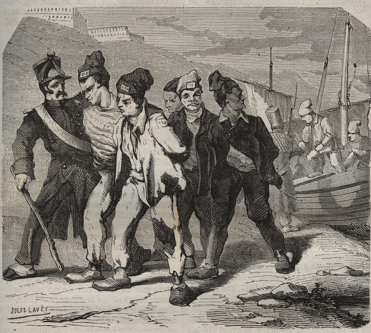 Belle-Ile-en-Mer im 19. Jahrhundert. Gravur in „Histoire des bagnes depuis leur création à nos jours“ (1877) von Pierre Zaccone (1817-1895). von Anonymous Anonymous