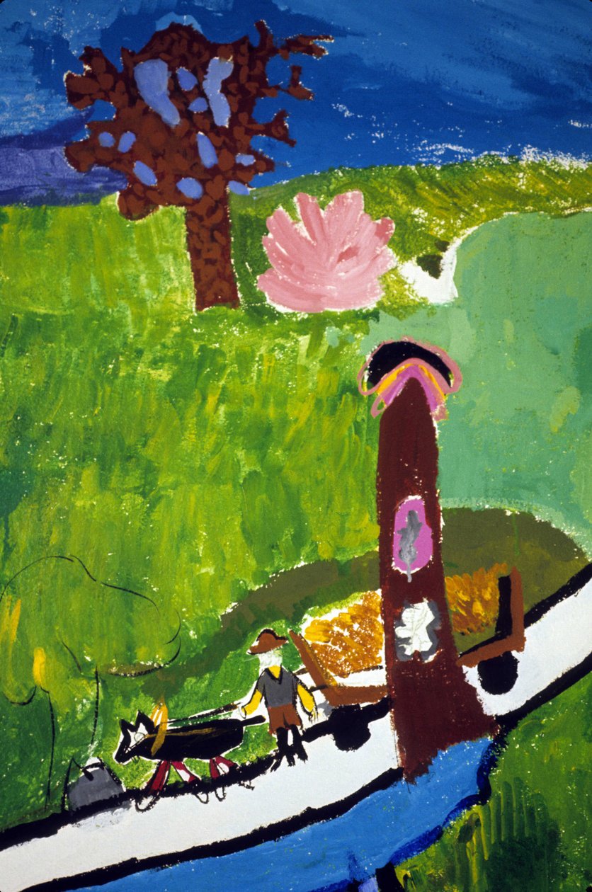 Bretonische Bauern auf dem Land. Zeichnung von Kindern der Schule Croix Rousse in Saint Brieuc (Saint-Brieuc). von Anonymous Anonymous