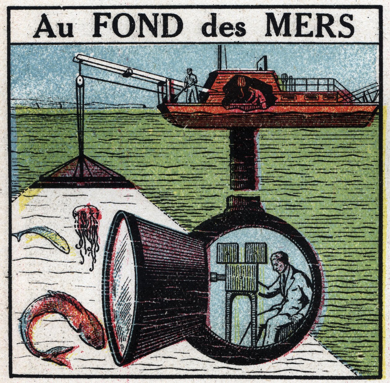 Kinematograph: Filmdreh am Meeresgrund. Anonyme Illustration von 1925. Private Sammlung von Anonymous Anonymous