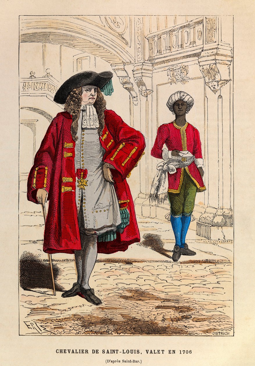 Kostüm eines Ritters von Saint Louis begleitet von seinem Diener 1706 (Regierungszeit von König Ludwig XIV) - Ritter des Ordens von Saint Louis und ein Diener von Anonymous Anonymous