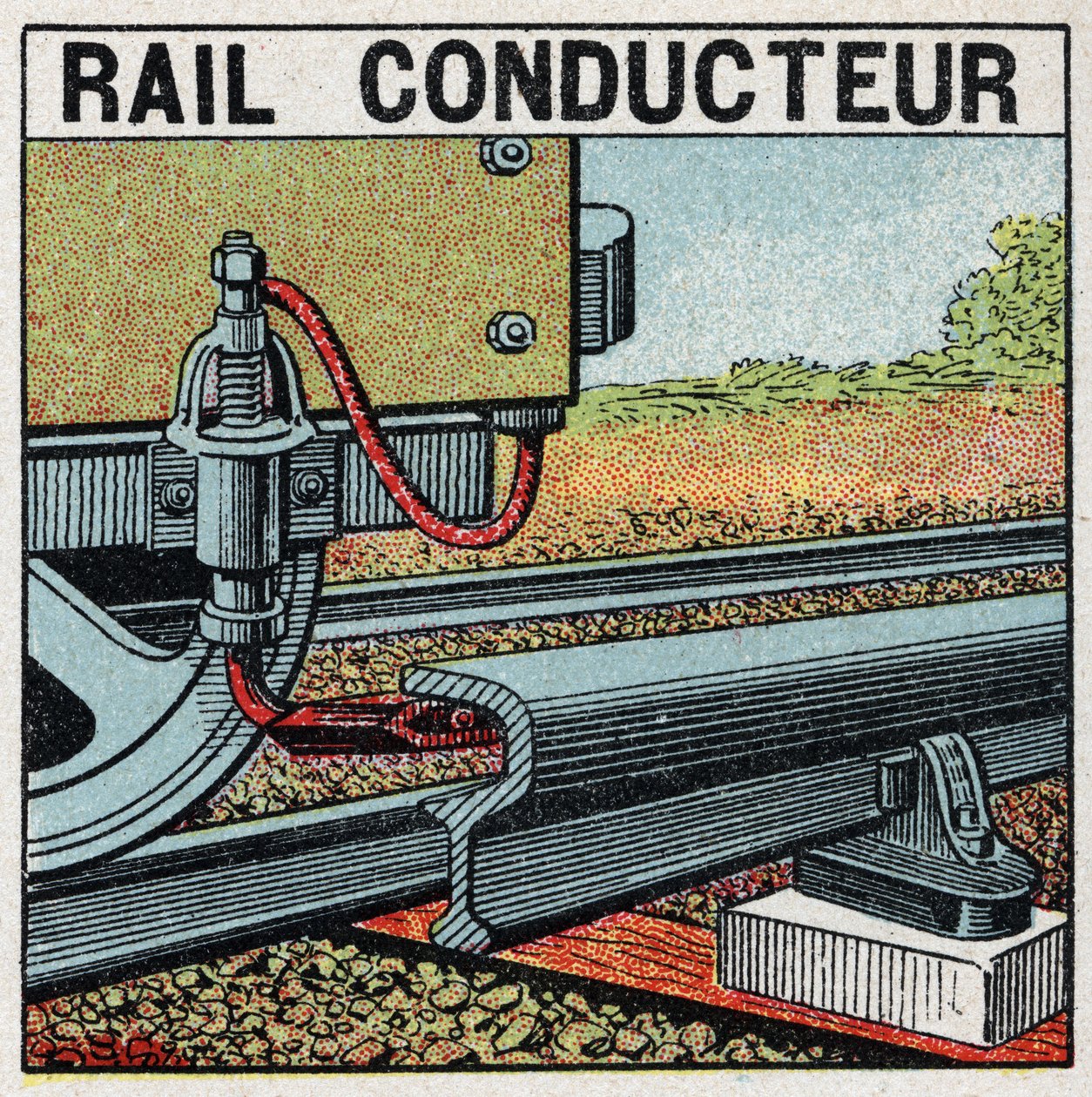 Elektrische Eisenbahnen: leitende Schiene. Anonyme Illustration von 1925. Private Sammlung. von Anonymous Anonymous