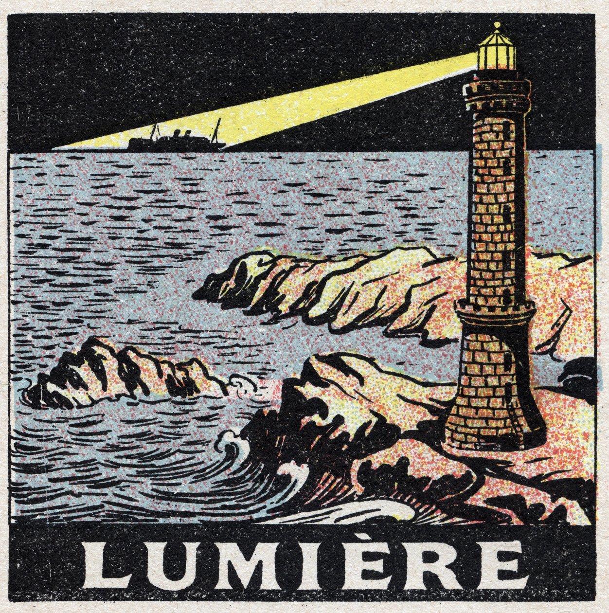 Äther (Material): das Licht eines Leuchtturms in der Nacht. Anonyme Illustration von 1925. Private Sammlung. von Anonymous Anonymous