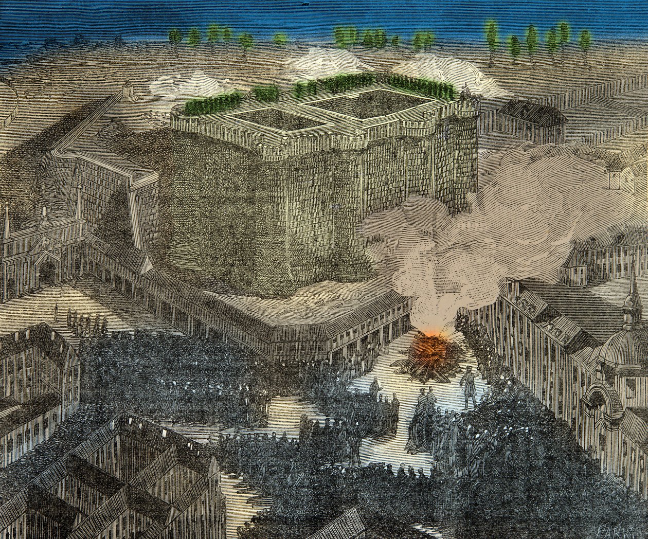 Fête de la Saint Jean Place de la Bastille im 18. Jahrhundert, Gravur, Private Sammlung von Anonymous Anonymous