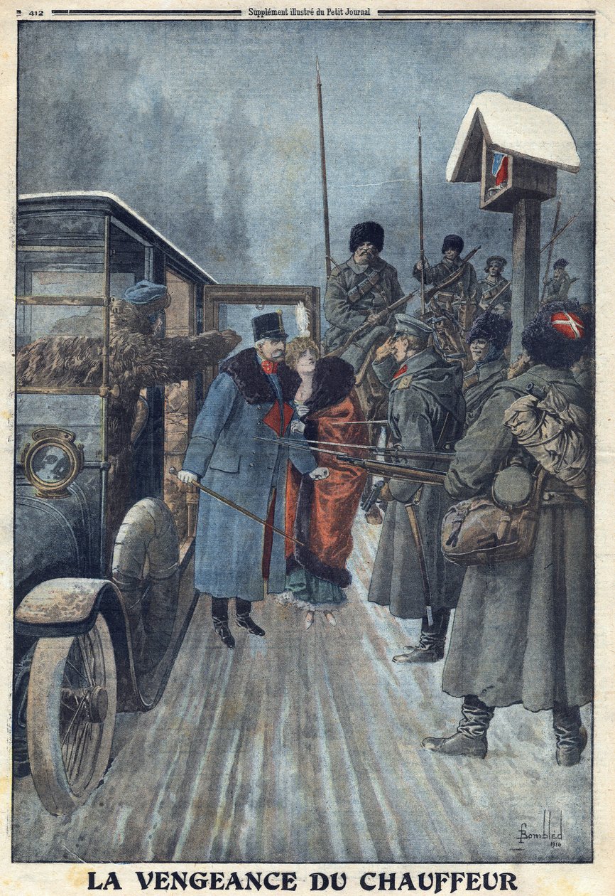 Erster Weltkrieg 1914-1918 (Krieg 14-18). Vom Fahrer verraten, der sich für seine schlechte Behandlung rächen wollte, wird der österreichische General Skarbonovich in einem russischen Lager gefangen genommen. In „Le Petite Journal“, am 20.02.1916. Private  von Anonymous Anonymous