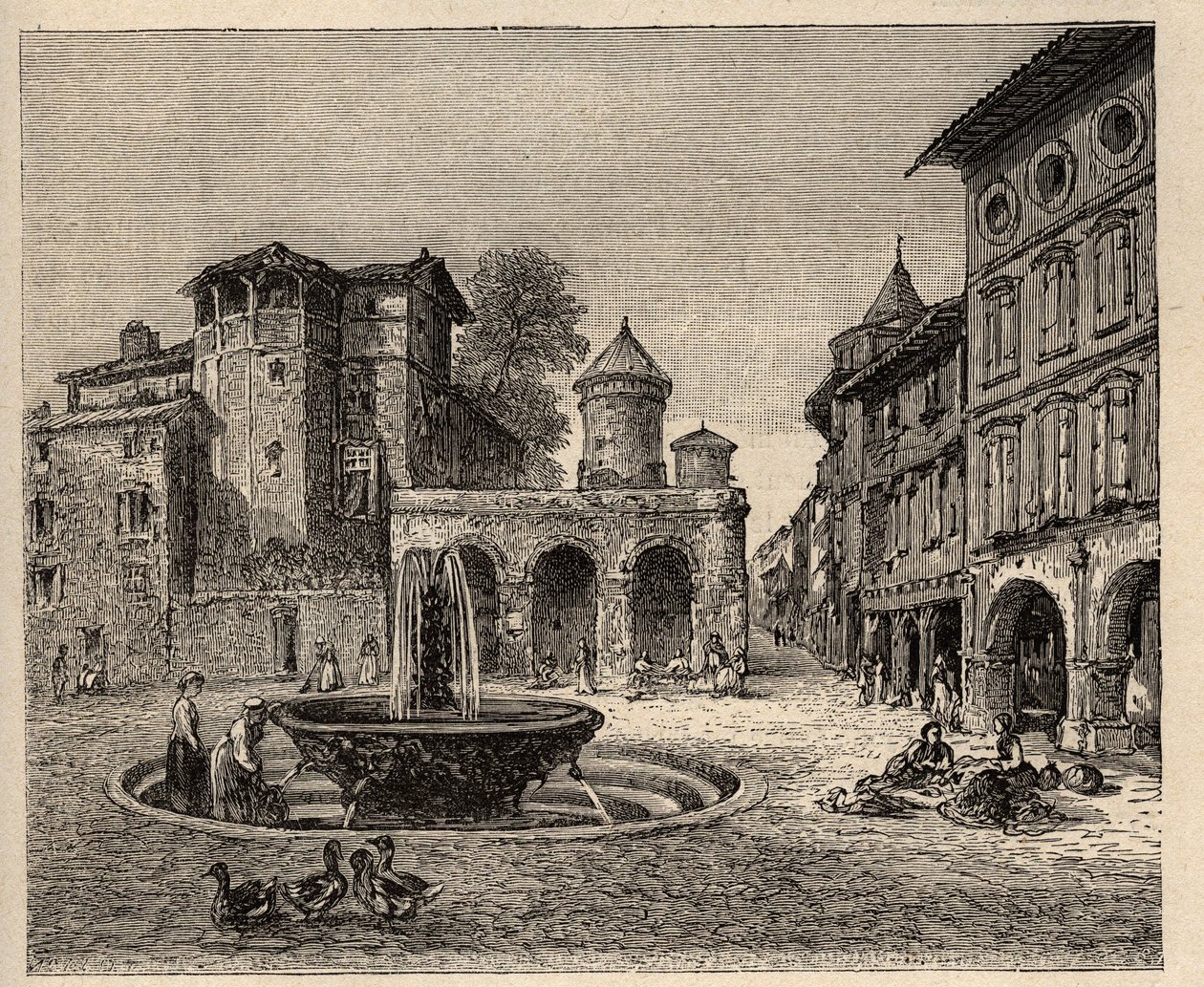 Gaillac - Tarn - Okzitanien - Gravur in „PATRIE - DESCRIPTION PICTURESQUE DE LA FRANCE EN 6 VOLUMES BY LUCIEN HUARD - Ende 19. Jahrhundert von Anonymous Anonymous