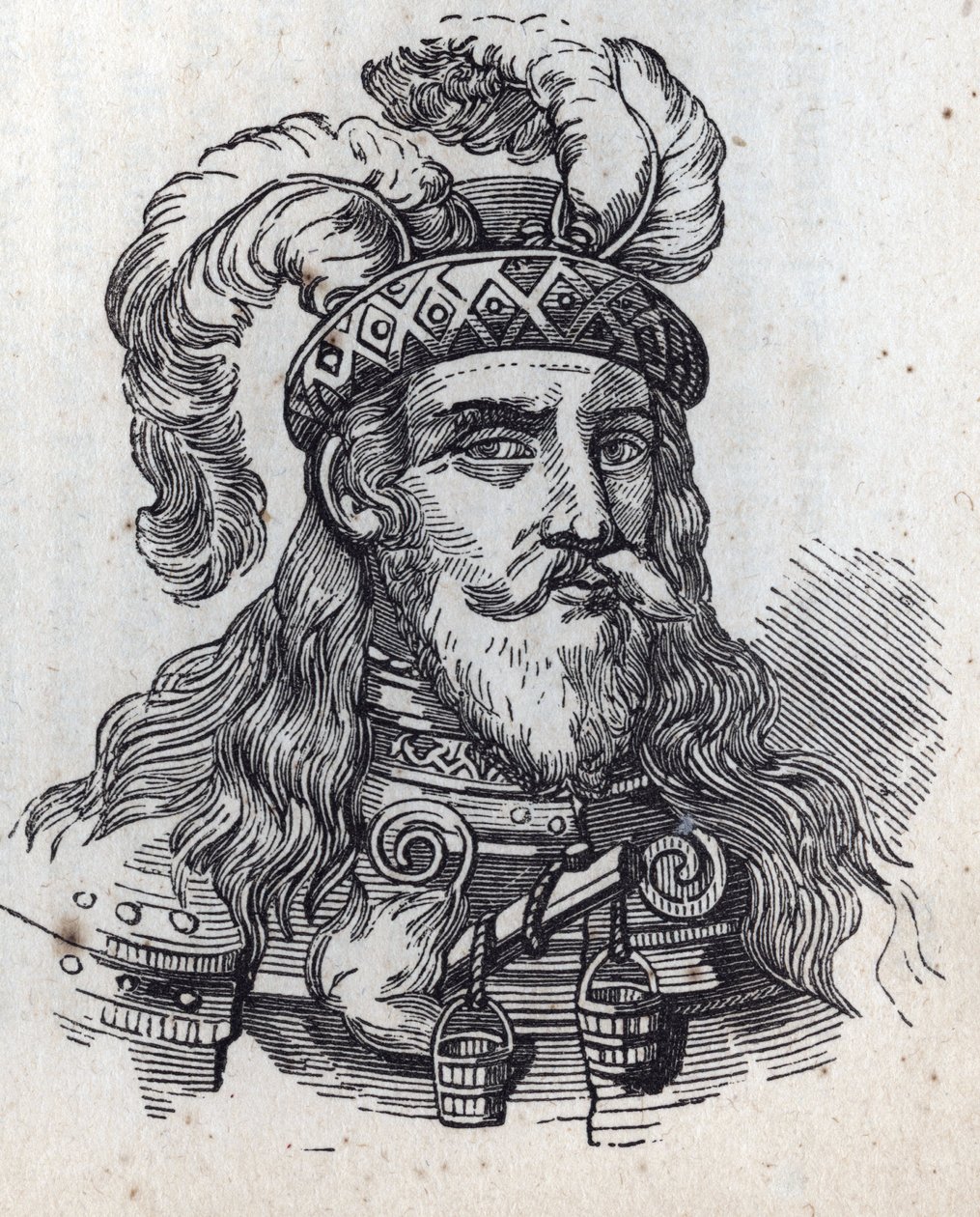 Galeazzo der Zweite Visconti - Porträt von Galeas II Visconti - Galeazzo II Visconti - 1320-1378 - Gravur von Anonymous Anonymous